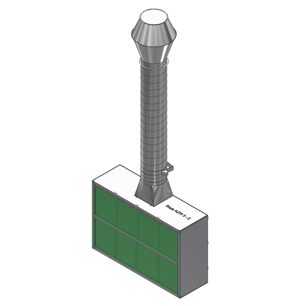 Boxes for emission exhaust for painting halls